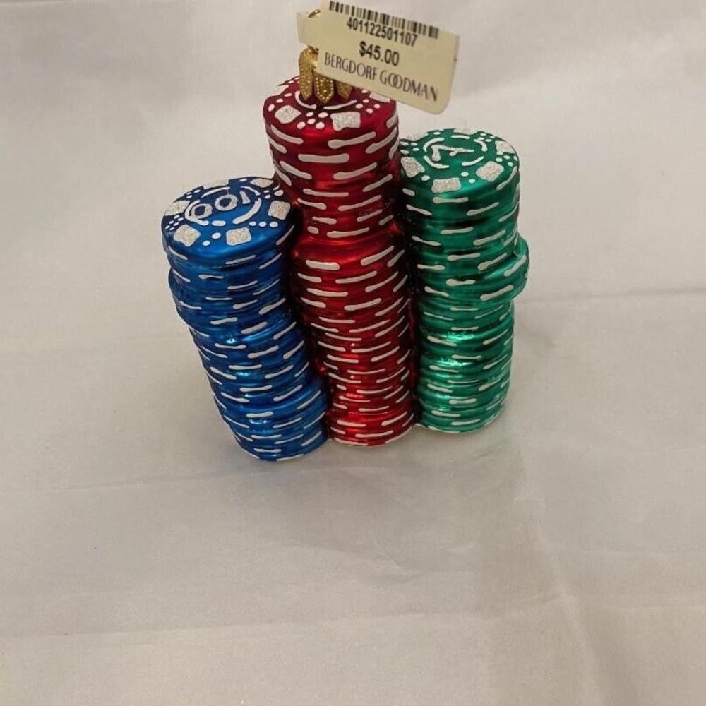 BERGDORF GOODMAN Poker Chips Christmas Ornament - Picture 3 of 3